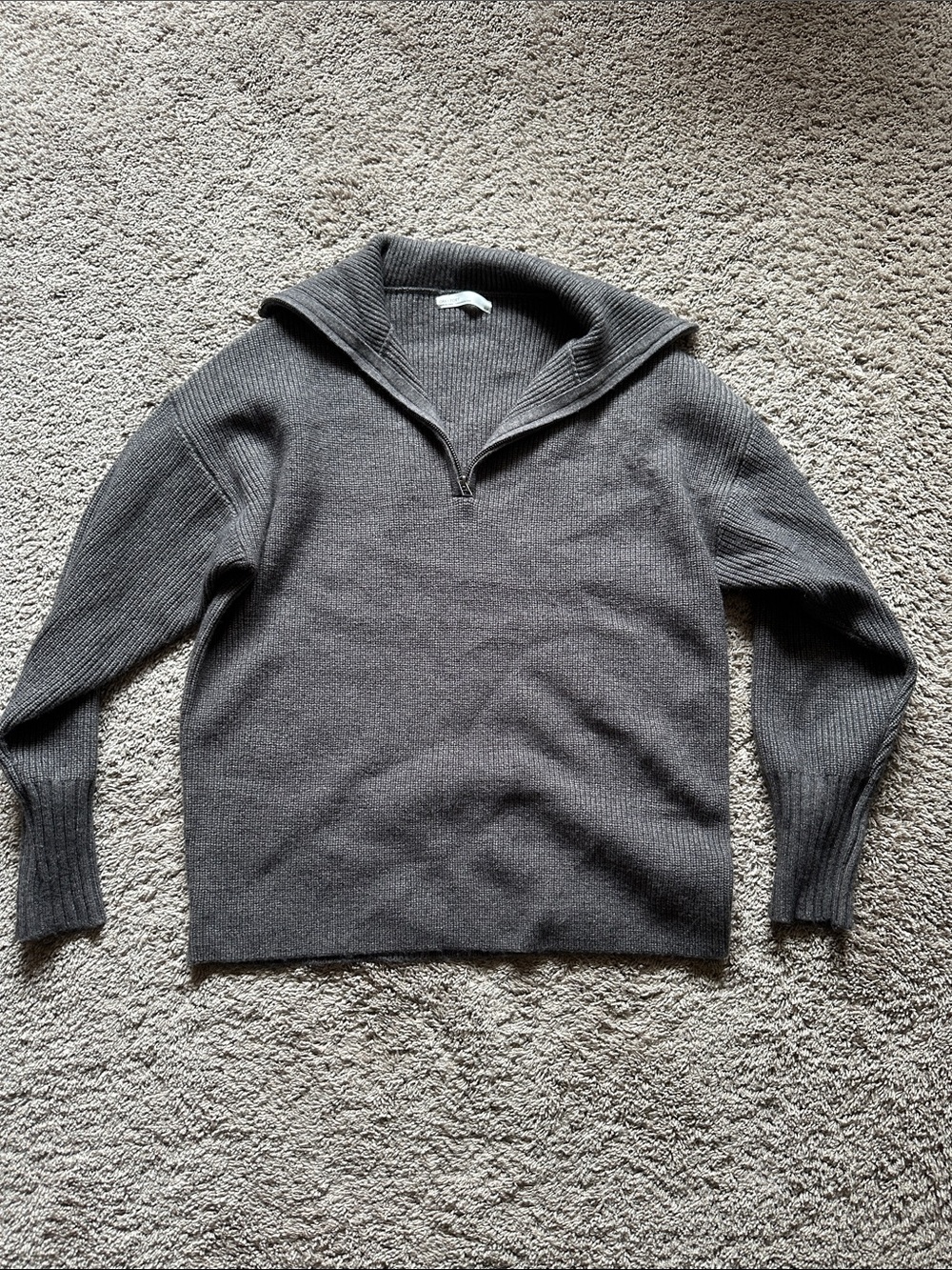 Oak and Fort Gray Half-Zip Collar Sweater